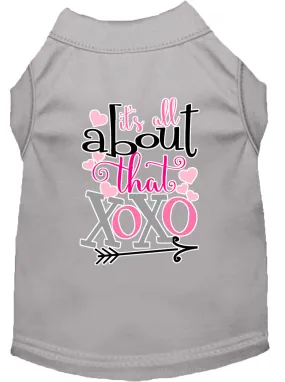 All About That Xoxo Screen Print Dog Shirt Grey Sm