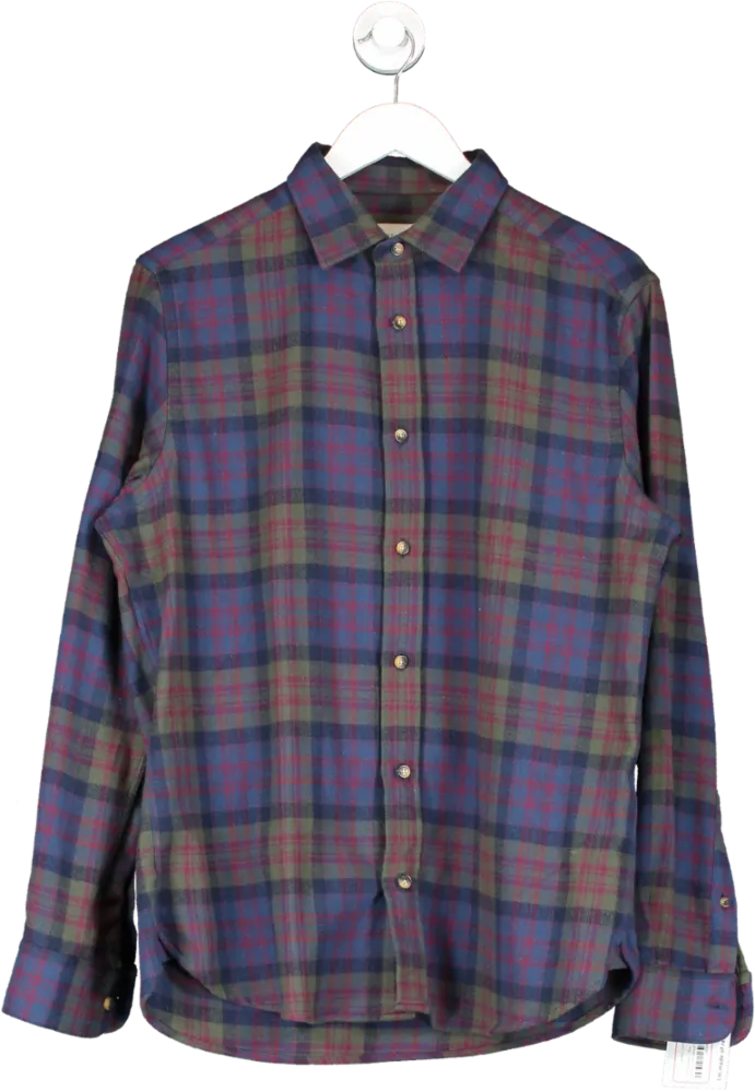 Beaufort & Blake Blue Brushed Cotton Checked Shirt UK M