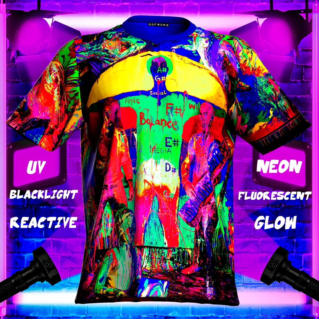 Blacklight Tshirts Glow in UV Fluorescent Crazy House