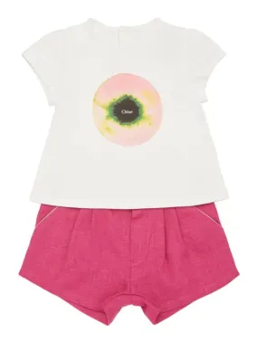 Chloé   Cotton t-shirt &amp; linen shorts 