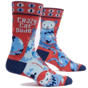 Crazy Cat Dude Men's Crew Socks