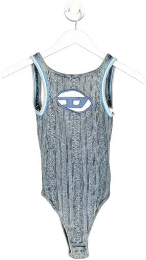 Diesel Blue Logo Denim Bodysuit UK XS
