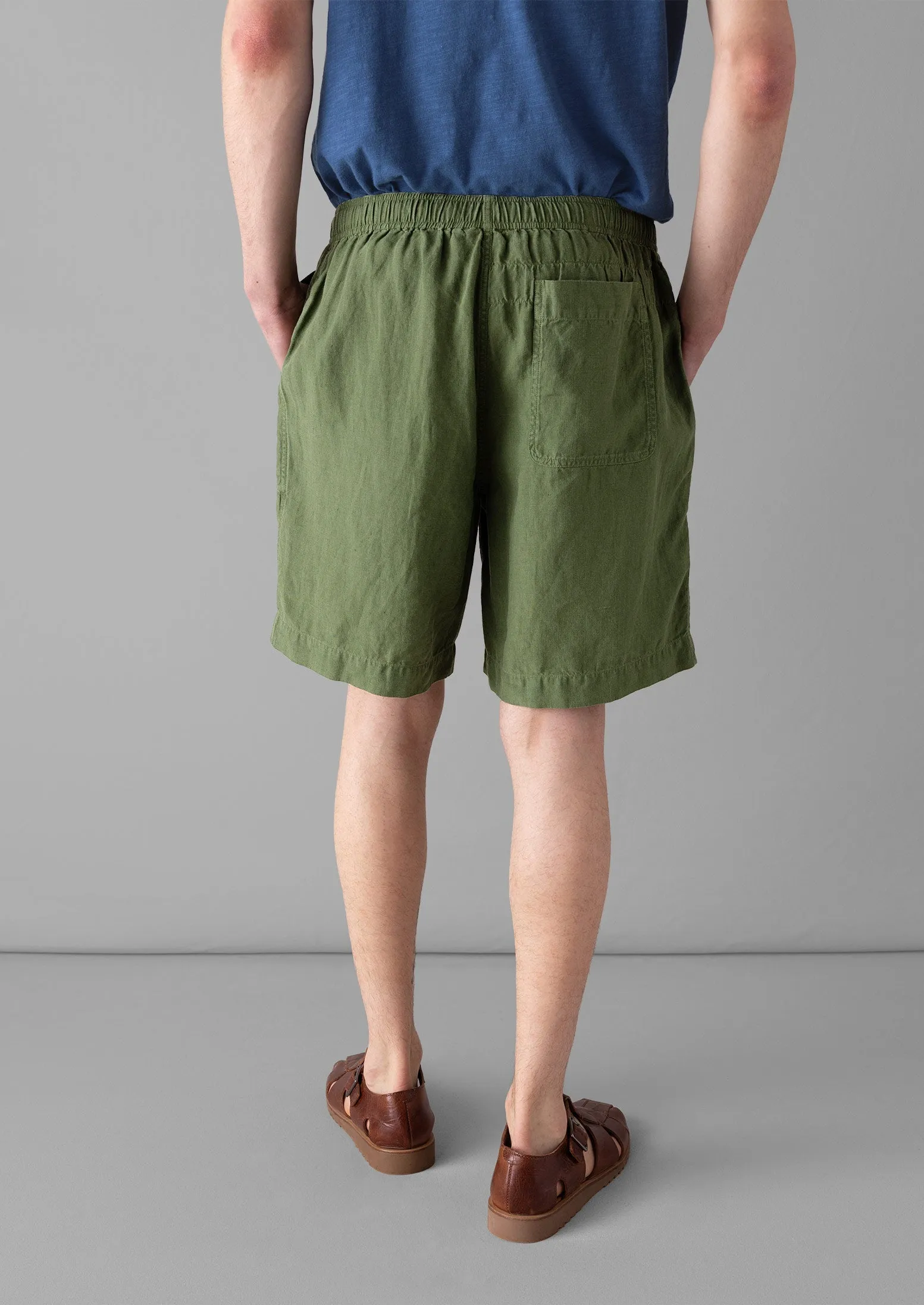 Garment Dyed Linen Drawstring Shorts | Propagator Green