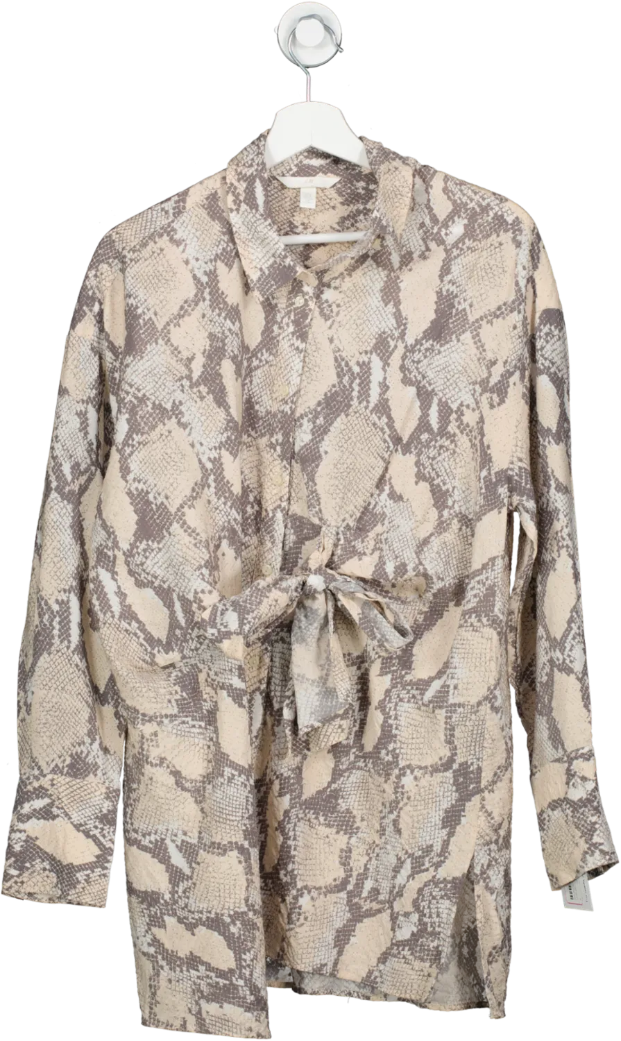 H&M Cream Oversized Satin Blouse UK S
