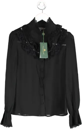 Holland Cooper Black Audley Lace Blouse UK 8