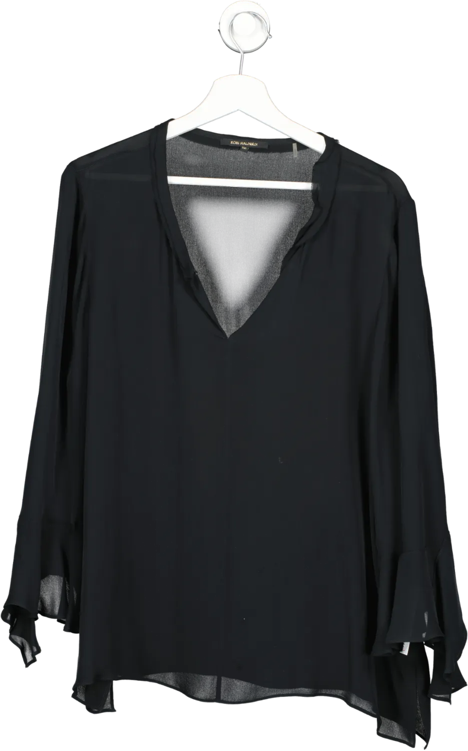 Kobi Halperin Black V Neck Long Sleeve Blouse UK XXL