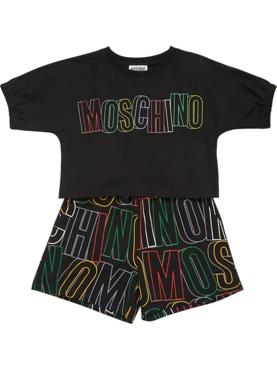 Moschino   Cotton jersey cropped t-shirt &amp; shorts 
