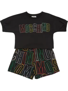 Moschino   Cotton jersey cropped t-shirt &amp; shorts 