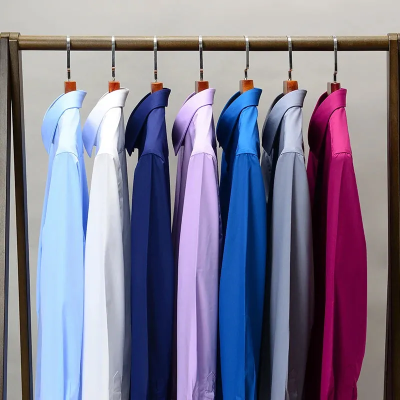 Plain Cotton Blend Solid Shirts Maroon
