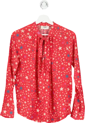 pyrus Red Silk Multi Star Blouse UK S