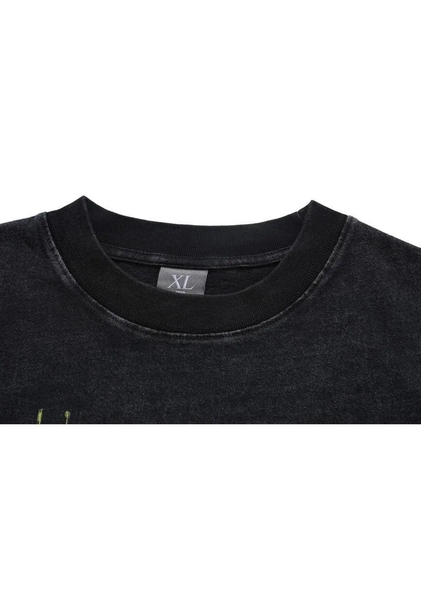 Retro cartoon t-shirt monster print tee grunge top in black