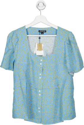 Whistles Blue Floral Square Neck Blouse BNWT UK 16